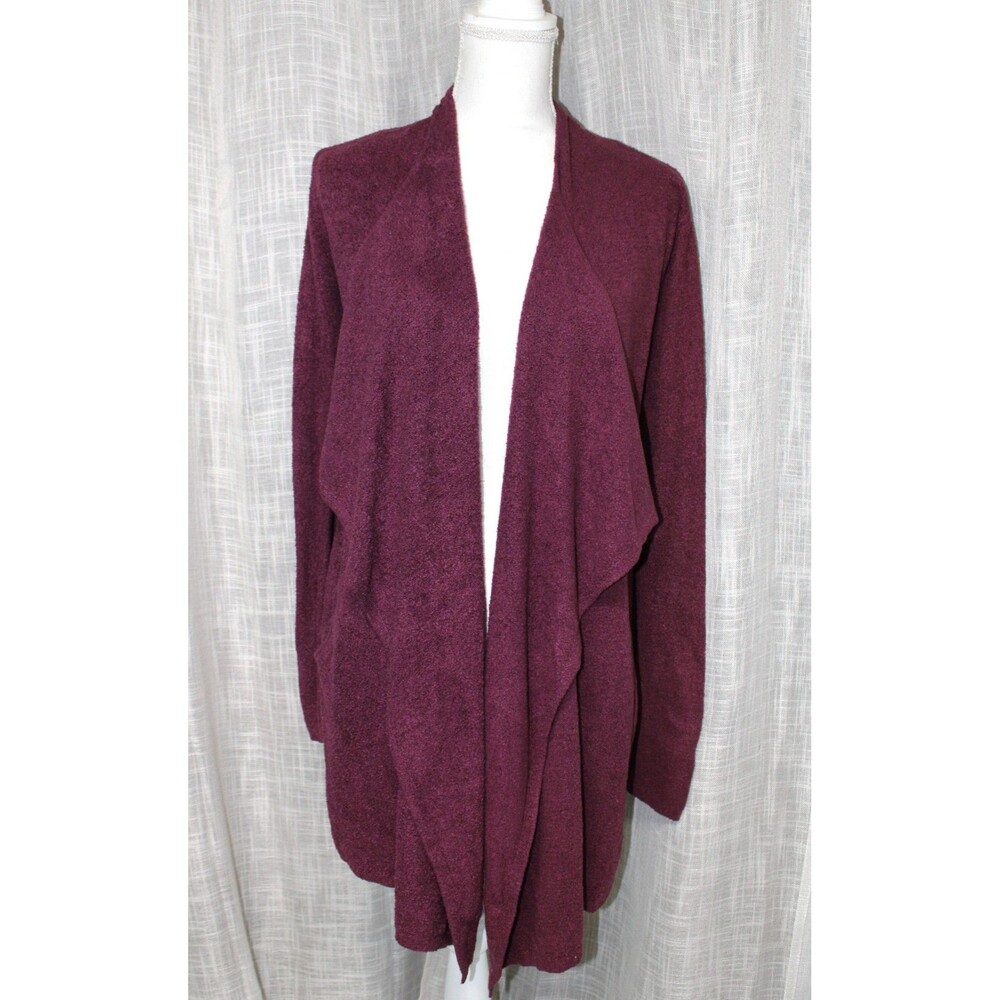 Barefoot Dreams Cozy Chic Lite waterfall Cardigan burgundy chenille womens S/M